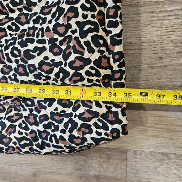 Vtg Euro Joy Long Quilted Jacket Womens Size XL Silk Blend Leopard Lightweight - Picture 11 of 11